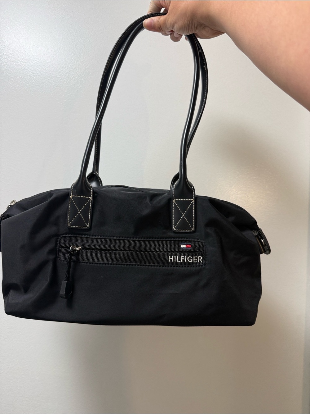 Y2K Tommy Hilfiger Black Nylon Bag with Dual Handles